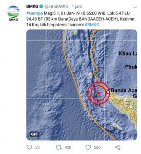 Aceh Diguncang Gempa 5,1 SR