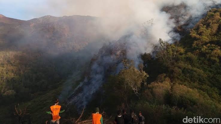 Gunung Slamet Terbakar, Pemadaman Terkendala Karena Lokasi Sulit Dijangkau