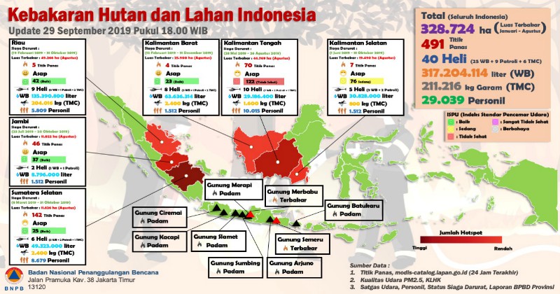 BNPB Sebut Karhutla di Sumatera dan Kalimantan Segera Berakhir