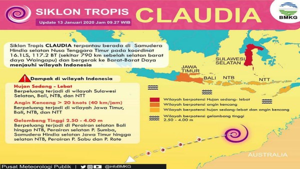 BNPB Himbau Warga Antisipasi Dampak Siklon Tropis Claudia