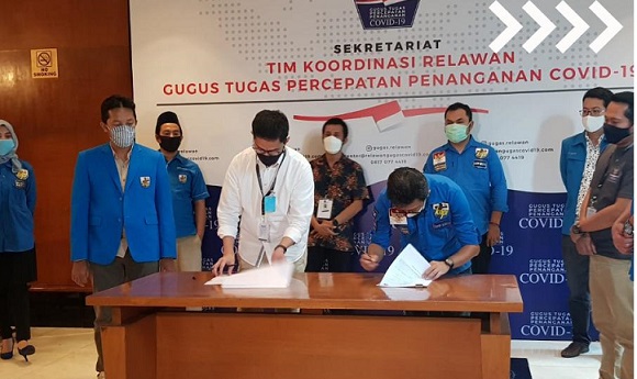 Relawan Gugus Tugas Kerja Sama dengan KNPI, Ini Saatnya Kita Bersatu