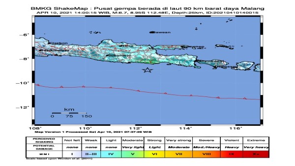 Gempa Bumi M 6,7 Guncang Kabupaten Malang, BNPB Minta Masyarakat Tetap Waspada