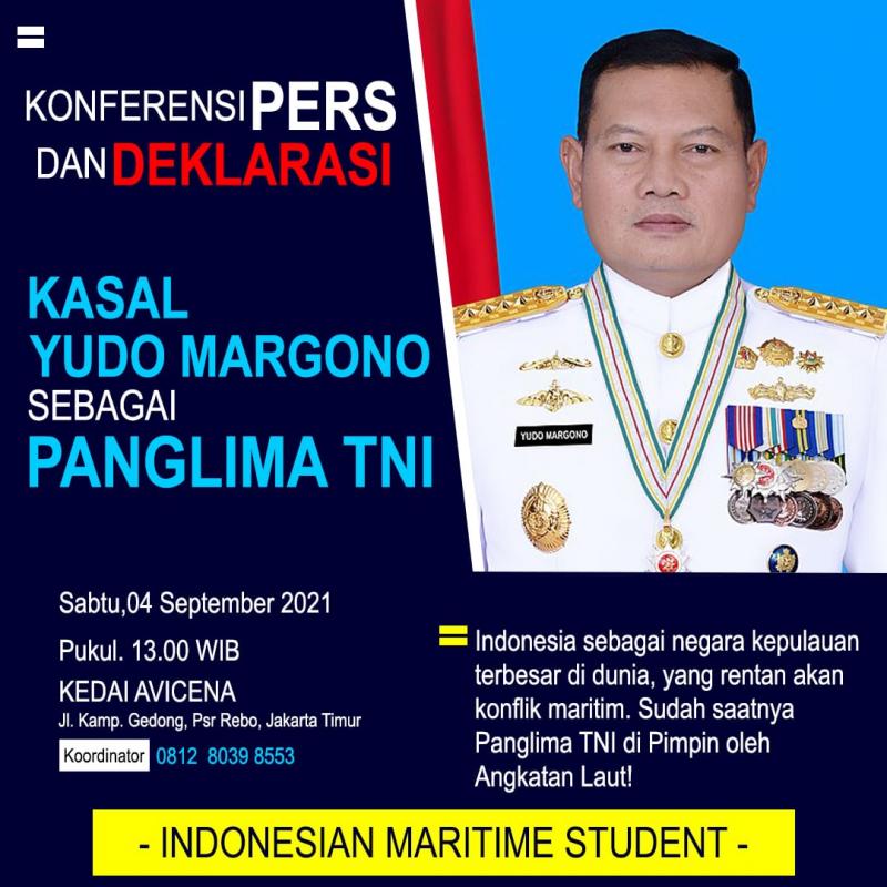 TNI AL tidak Terkait Undangan Konferensi Pers dan Deklarasi Kasal Yudo Margono sebagai Panglima TNI