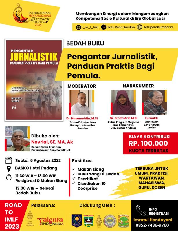 Satu Pena Sumbar Bedah Buku Pengantar Jurnalistik, Panduan Praktis Bagi Pemula