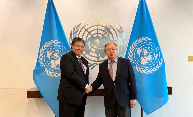 Sambangi Markas PBB, Menko Airlangga Tuai Dukungan Langsung dari Sekjen PBB