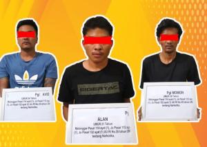 Tiga Pelaku penyalahgunaan Narkotika Shabu di Nagari Tanjung Bonai Dibekuk oleh Tim Trantula Polres Tanah Datar