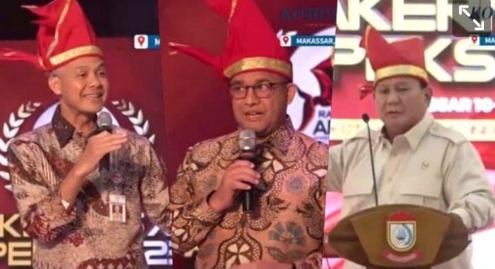 Prabowo, Ganjar dan Anies Berada Satu Panggung di Makassar