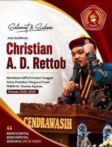 
                                       Christian AD Rettob Resmi Pimpin PP PMKRI Periode 2026–2028, Terpilih dalam MPA XXXIII di Ruteng