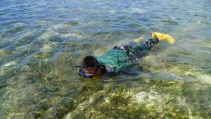
                                       Satgas TMMD Ke-129 Turun Menyelam Periksa Kebocoran Pipa Air Bersih di Laut